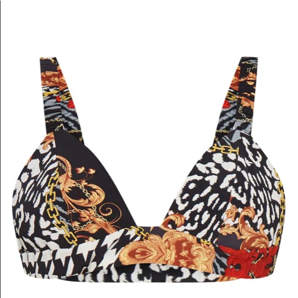 PrettyLittleThing Size 0 Printed Satin Bralette